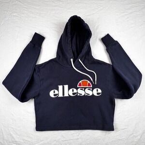 Ellesse Crop Top Hoodie Women's XS "Extra Small" Dark Blue Tennis Cropped